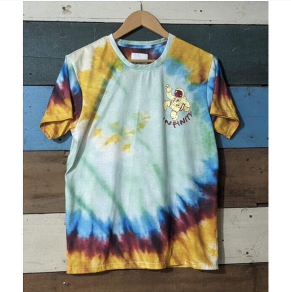 Bushwick Supply New York Medium Tie Dye Infinity Astronaut T Shirt Yellow C